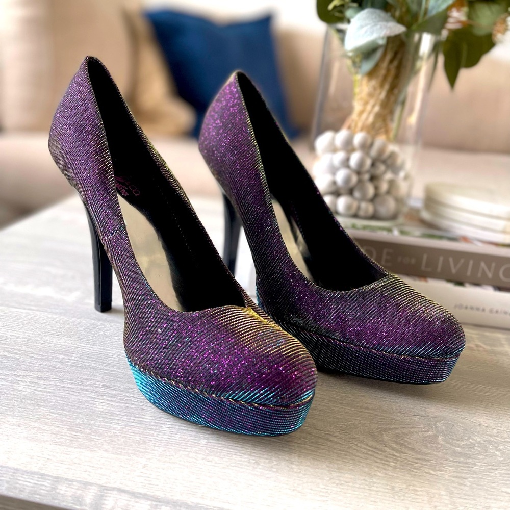 Purple & Blue Heels | Size 10M Iridescent